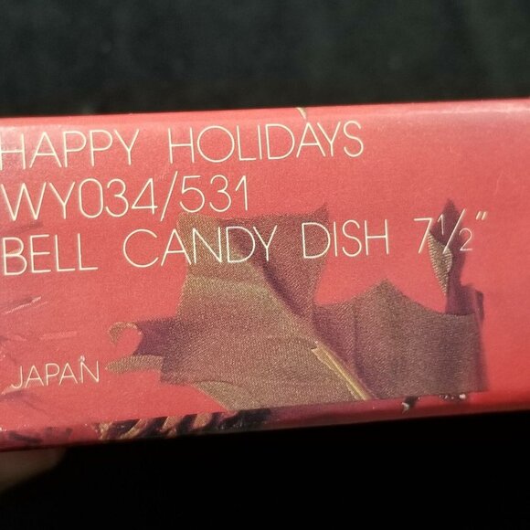 Vintage Bells Platter Bell 7.5" Candy Dish Happy Holidays New - Picture 3 of 4